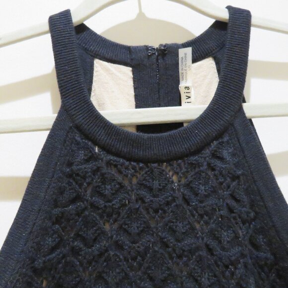 ALICE + OLIVIA Lulu Halter Neck Midi Dress in Black Crochet Evening Cocktail L - Picture 5 of 15